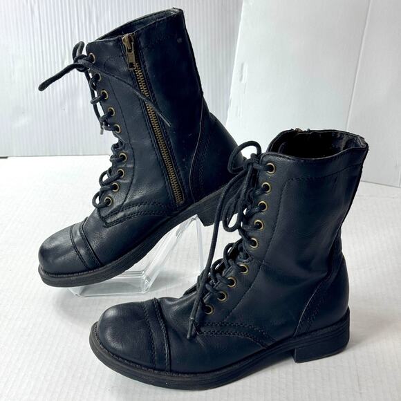 Brash Combat Boots Black Lace Up Zipper Women 6 1/2 READ Goth Grunge E-Girl Y2k - Picture 6 of 14